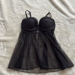 Victoria’s Secret Black Mesh and Lace 36C BabyDoll